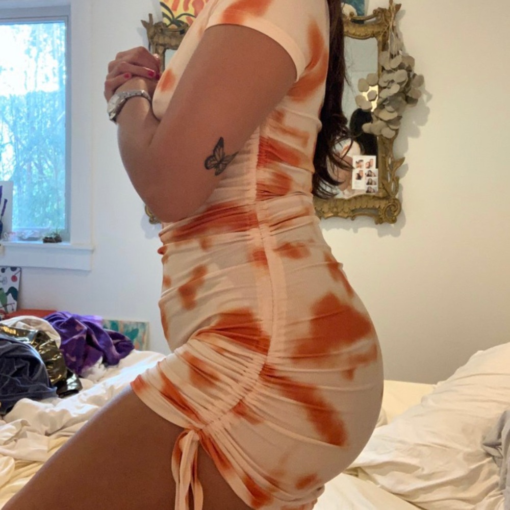 Tie Dye Drawstring Minidress